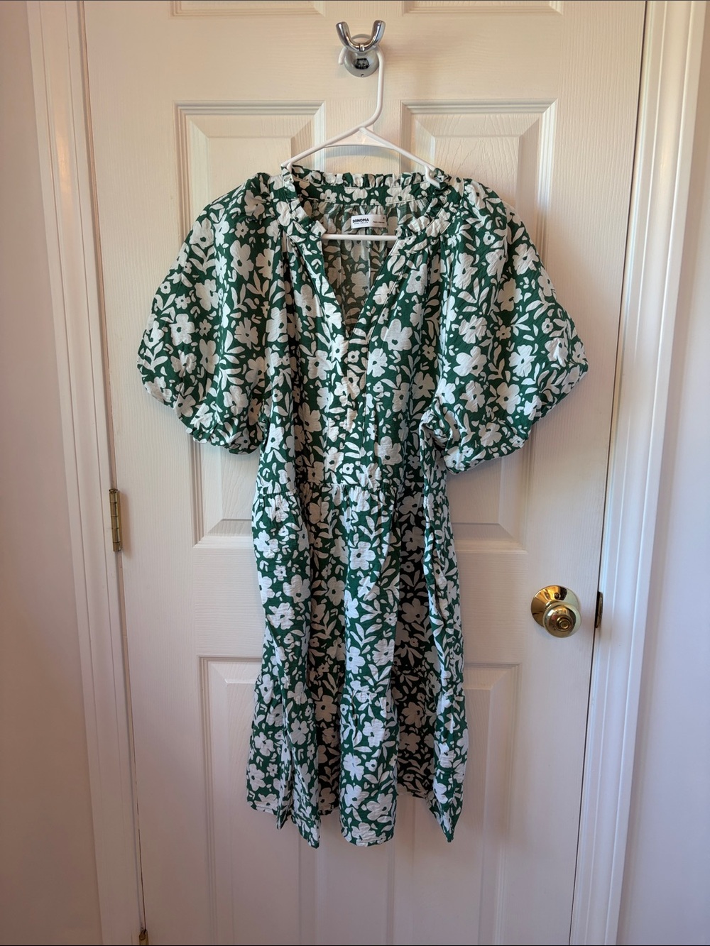 Green and White Floral Midi Dress